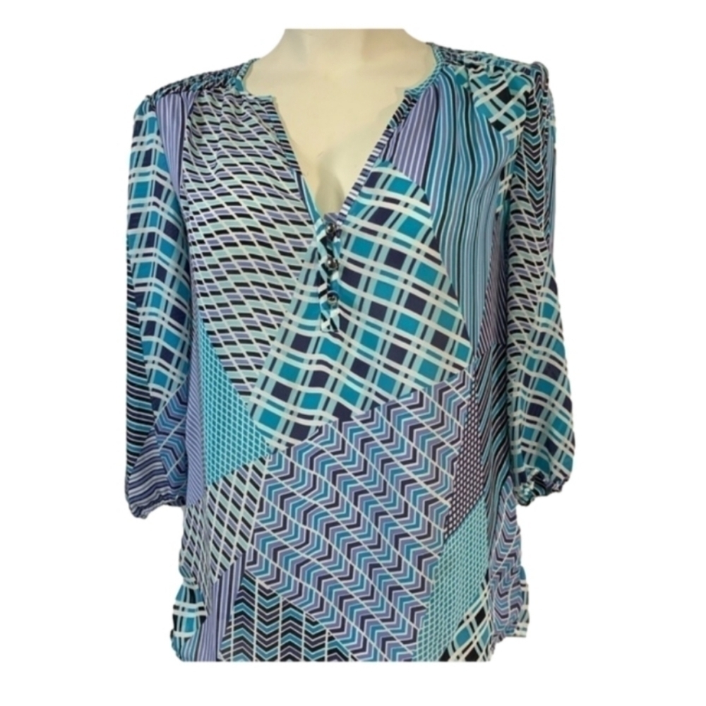 Banana Republic Blue & Purple Sheer Blouse